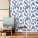 Abstract Wallpaper with Painterly Brush Strokes in Blue - A195