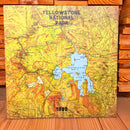 Yellowstone National Park Map Home Decor Art Print on Real Wood
