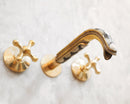 Handcrafted Wood & Brass Wall Mounted Faucet