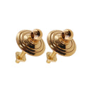 Early American Stamped Brass Bail Handle Backplates 1" Diameter, Sold in Pairs