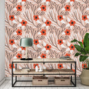 Fashionable Red Flowers Wallpaper Vogue