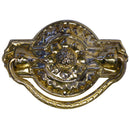 Colonial Revival Drawer Pull Ornate Stamped Brass Back Plate, Cast Brass Handle, 1-7/8" x 3", Includes Mounting Hardware