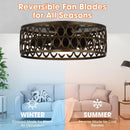 21" Kanpur Farmhouse Flush Mount Reversible Ceiling Fan with LED Lighting and Remote Control