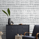 Minimalist Abstract Wavy Hatched-Line Wallpaper in Black and White - A636