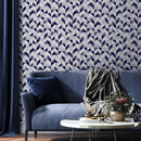Geometric Wallpaper with Dotted Triangles in Navy Blue, Grey, and White - A638
