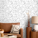 Abstract Wallpaper Featuring a Scribble Line Motif in Black and White - A642