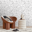 Abstract Wallpaper Featuring a Scribble Line Motif in Black and White - A642