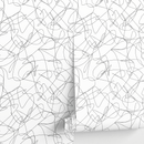 Abstract Wallpaper Featuring a Scribble Line Motif in Black and White - A642