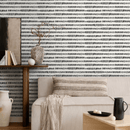 Scandinavian Wallpaper with an Organic Dashed Line Motif in Black and Off-White - A645