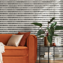 Scandinavian Wallpaper with an Organic Dashed Line Motif in Black and Off-White - A645
