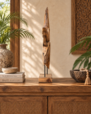 Hand-Carved Bali Teak Star Sculpture on Stand – Medium