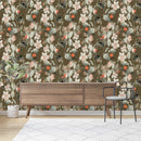 Dark Green Floral Wallpaper