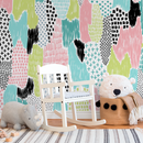 Abstract Wallpaper with Hand-Drawn Scribbles in Pink, Blue, Green, and Black - A822