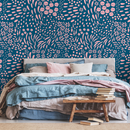 Abstract Wallpaper with Floral Shapes in Pink and Blue - A887