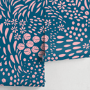 Abstract Wallpaper with Floral Shapes in Pink and Blue - A887