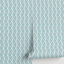 Art Deco Wallpaper with a Fanning Fronds Motif in Soft Teal and White - A928