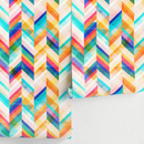 Vibrant Chevron Wallpaper in Blue, Yellow, and Pink - A954