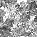 Black and White Exotic Flowers Wallpaper