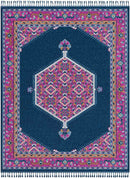 Brenna Traditional Navy Pink Area Rug