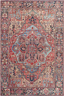 Manche Traditional Bright Red/Navy/Wheat/Ice Blue/Grass Green/Ivory Area Rug
