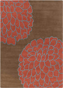 Aniak Modern Brown/Sky Red Area Rug