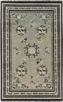 Folkston Traditional Black/Dark Green Area Rug