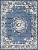 Leek Traditional Navy Area Rug