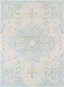 Wokingham Traditional Aqua/Bright Yellow Area Rug