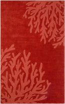 Lakeshore Coastal Dark Red Area Rug