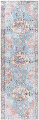 Laren Traditional Aqua Washable Area Rug
