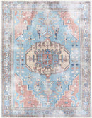 Laren Traditional Aqua Washable Area Rug