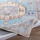 Laren Traditional Aqua Washable Area Rug