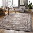 Grave Traditional Dark Brown Area Rug