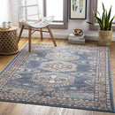 Grave Traditional Navy Area Rug