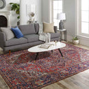 Medevoort Traditional Dark Red Area Rug