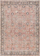 Long Beach Traditional Burnt Orange Washable Area Rug