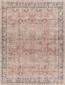 Long Beach Traditional Burnt Orange Washable Area Rug