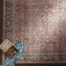 Long Beach Traditional Burnt Orange Washable Area Rug