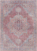 Middlebury Traditional Pale Red Washable Area Rug