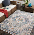 Carbon Cliff Traditional Dark Blue Area Rug
