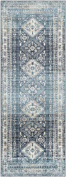 Salamonia Traditional Navy Washable Area Rug