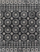 William Traditional Black Washable Area Rug