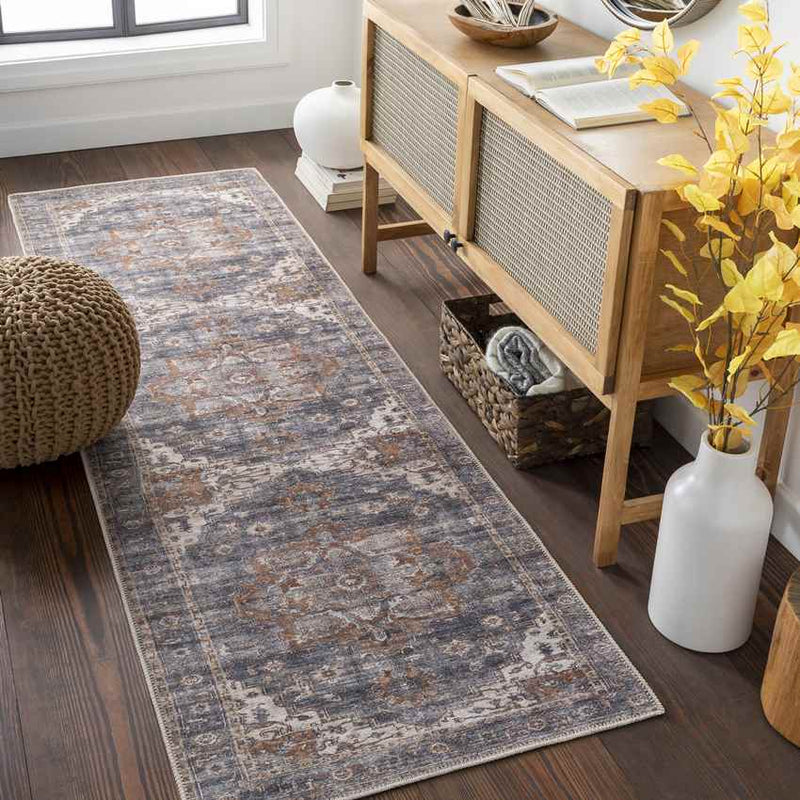 West Liberty Traditional Charcoal Washable Area Rug