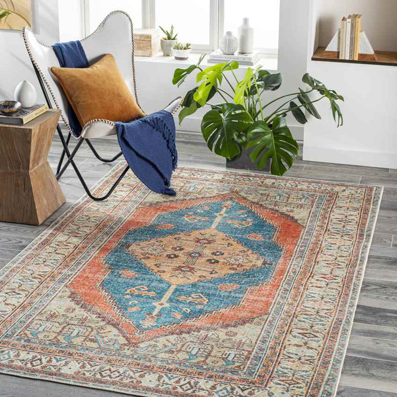 Westgate Traditional Burnt Orange Washable Area Rug