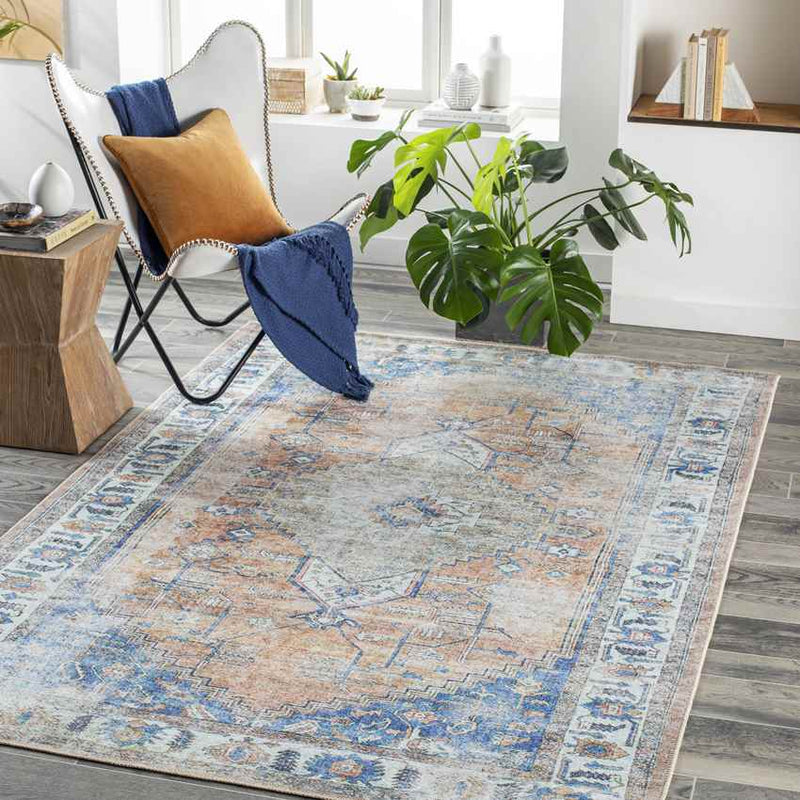 Westwood Traditional Blue Washable Area Rug