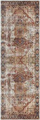 Lefkara Traditional Burgundy Washable Area Rug