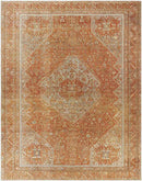 Kontea Traditional Burnt Orange Washable Area Rug