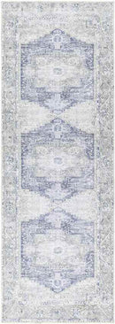 Nora Traditional Light Gray Washable Mandala Area Rug