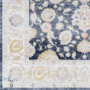 Tiffin Traditional Ink Blue Washable Area Rug