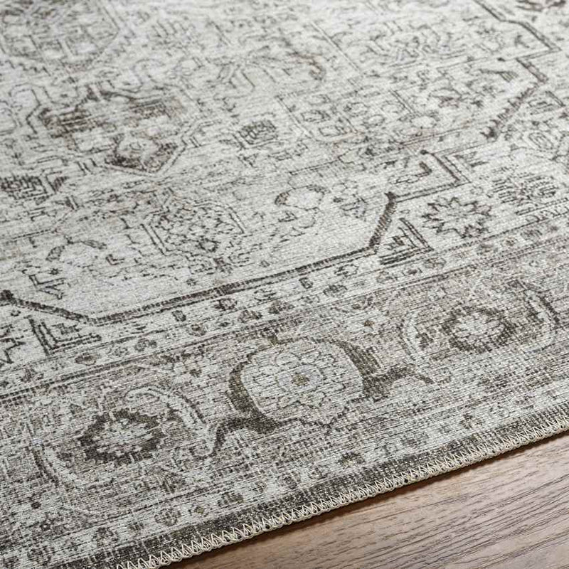 West Fork Traditional Gray Washable Area Rug